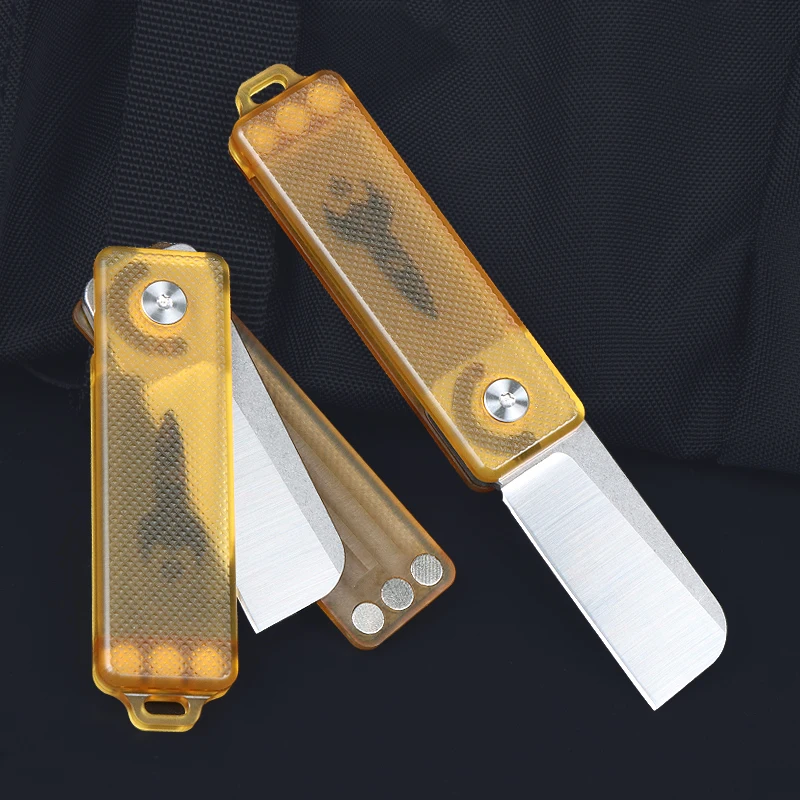 Outdoor Mini Folding Knife 14C28N Knife PEI Handle Camping Fruit Knife Portable Practical Keychain EDC Tool