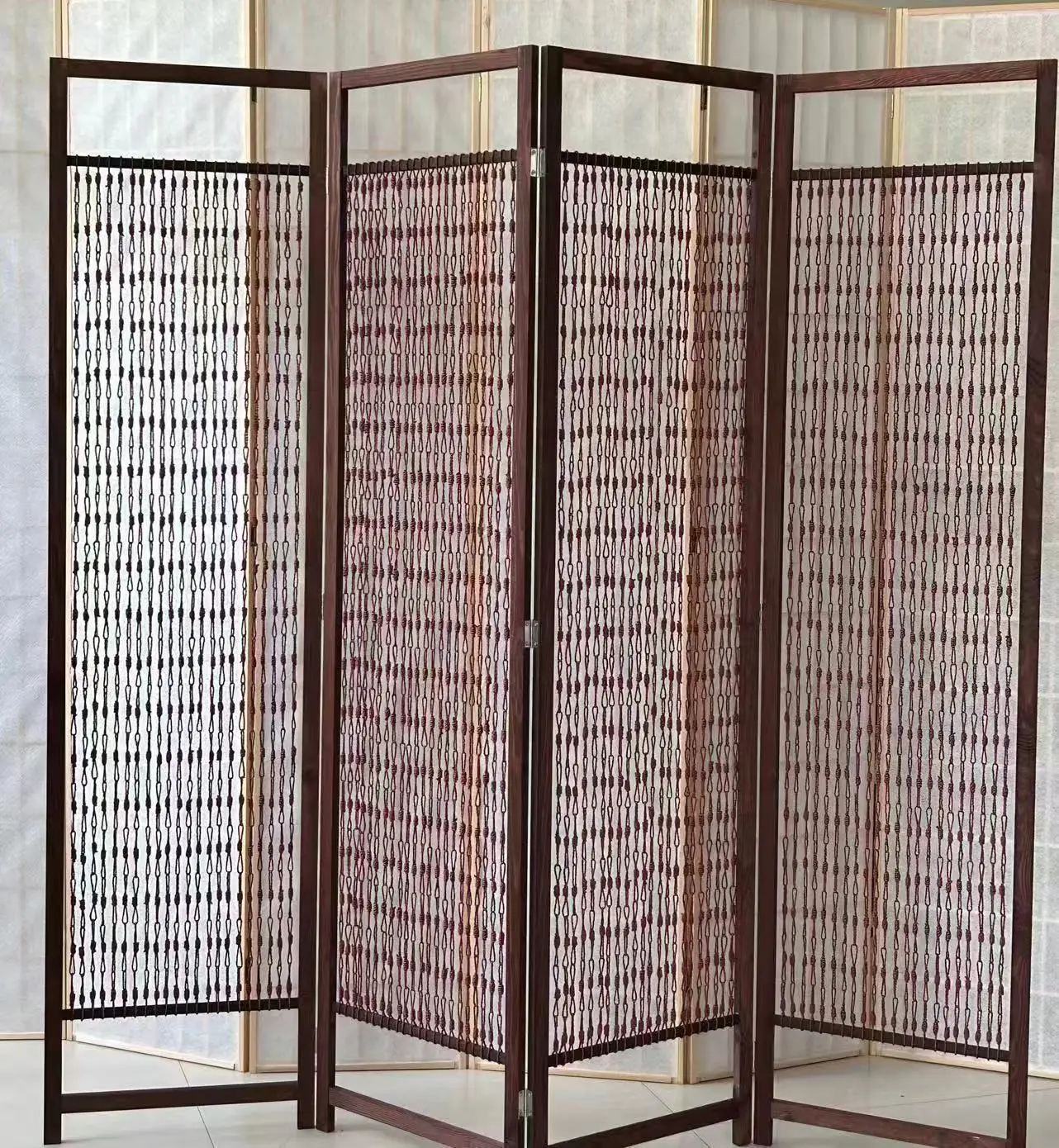 2023 New Chinese Solid Wood Lattice Screen Partition Wall Wooden Grille Entrance Living Room Hotel Folding Mobile Partition