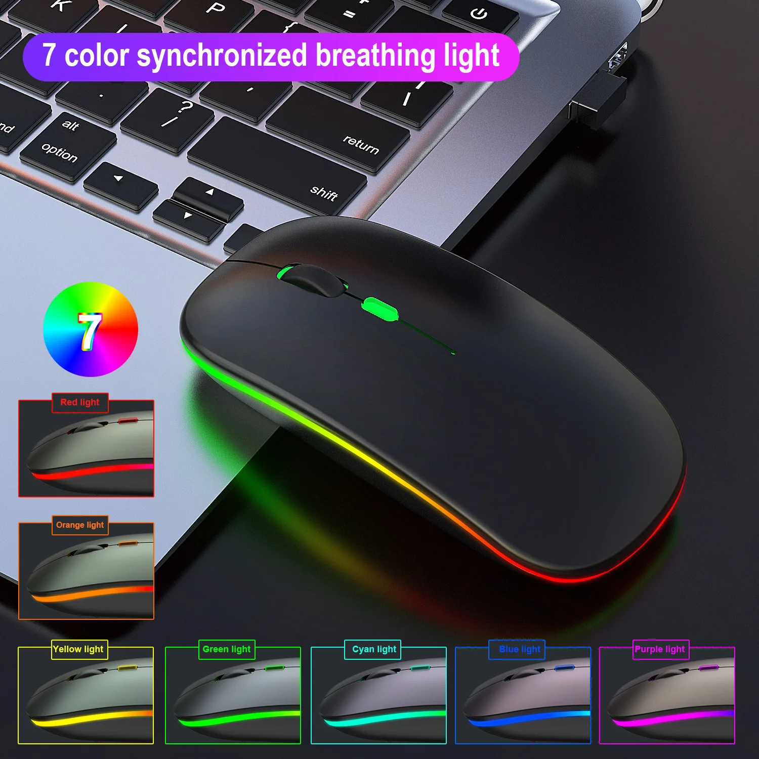 Imagem -03 - Mouse Bluetooth Recarregável sem Fio Rgb Retroiluminado Led Mouse Ergonômico para Jogos para pc Portátil 10 Pcs