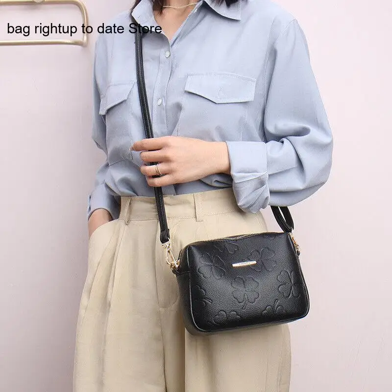 Pu Leather Pure Color Embossed Casual Commuting Temperament Large Capacity Single Shoulder Crossbody Bag for Women