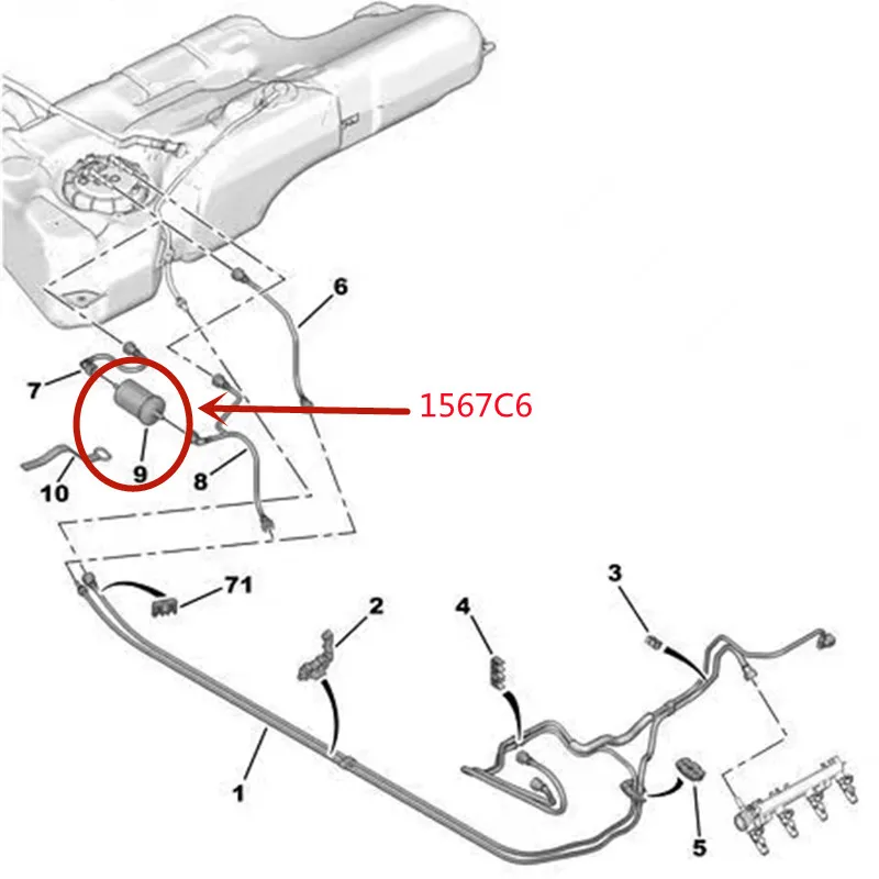 1567C6 Suitable for Peugeot 206 207 301 307 308 408 508 3008 4008 2008 Citroen C4 C5 C3 gasoline lattice gasoline filter element