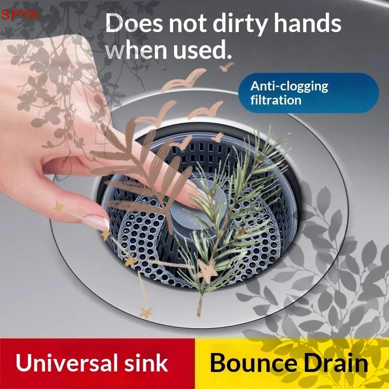 Kitchen Sink Up Drain Strainer With Anti Clog Filter Universal Size: No Dirty Hands Design Home