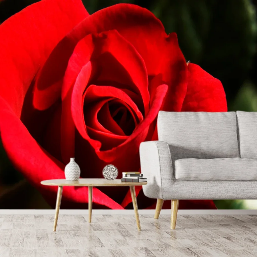 Custom Self Adhesive Accept Wallpapers for Living Room TV Contact Wall Covering Papers Home Decor Large Red Rose Flowers Murals