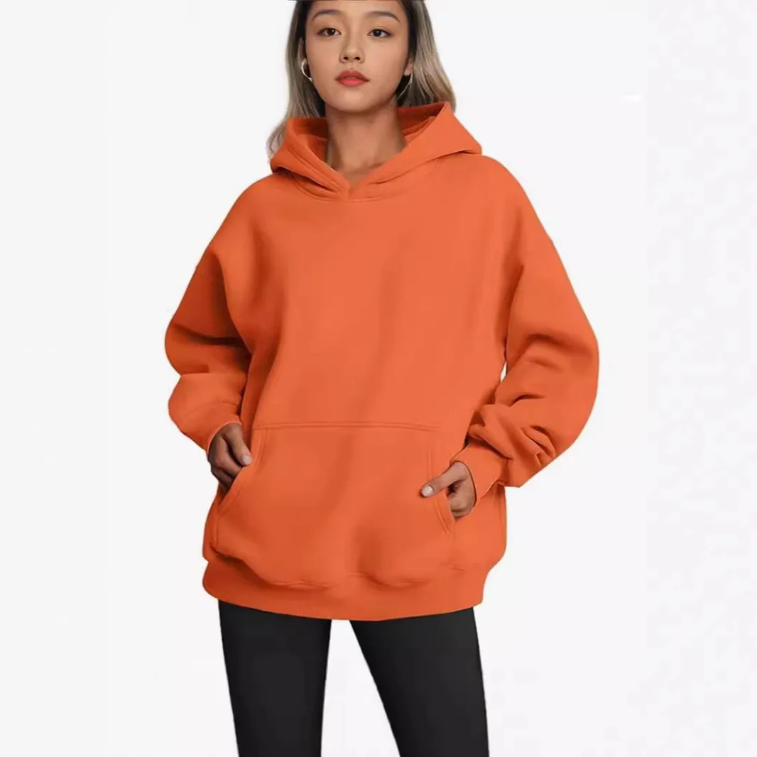 YJKDYK Spring Autumn Women\'s Pullovers Female Casual Loose Hoodies Lady Solid Color Sweatsshirt With Large Pocket Women\'s Tops