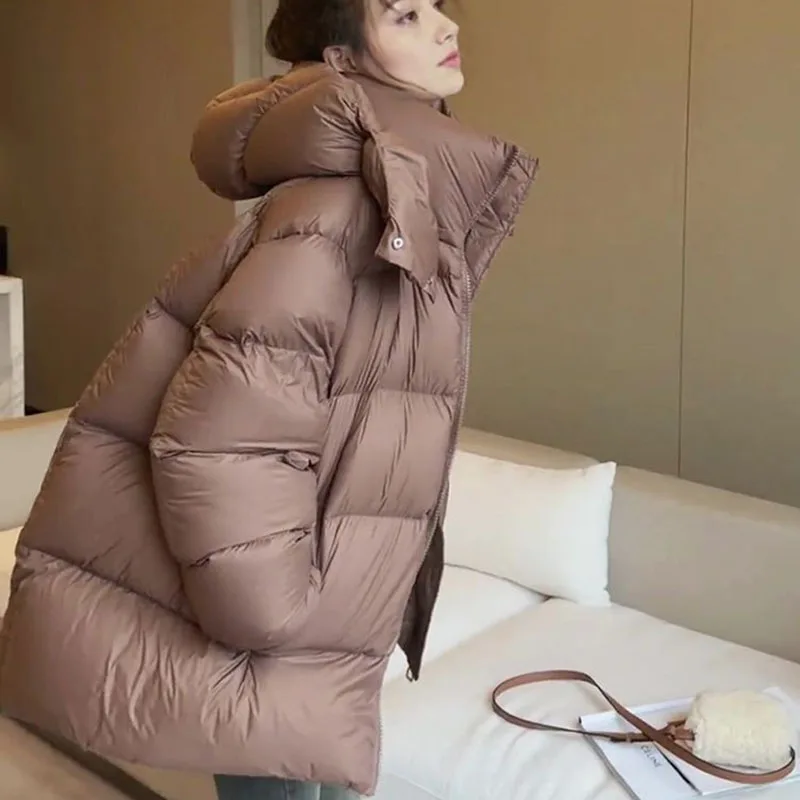 Fashion Down Women Cotton Coat 2024 Winter New Fashion Warm Hooded Solid Color Thickenin Elegance Down Cotton-Padded Jacket H145