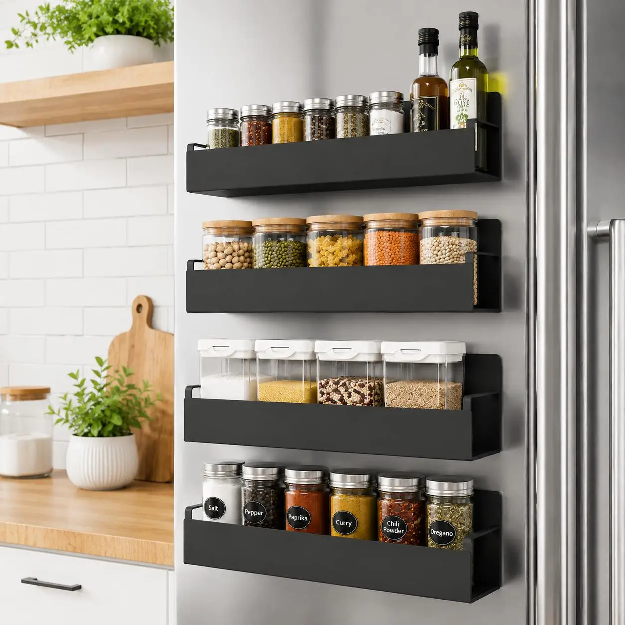 4Pcs 4Pcs Strong Magnetic Spice Rack Organizer for Refrigerator with Hooks Space Saving Fridge Shelf Kitchen Storage Accessories Seasoning Bottle Holder Condiment Rack Pantry Organization - Aliexpress Deal
