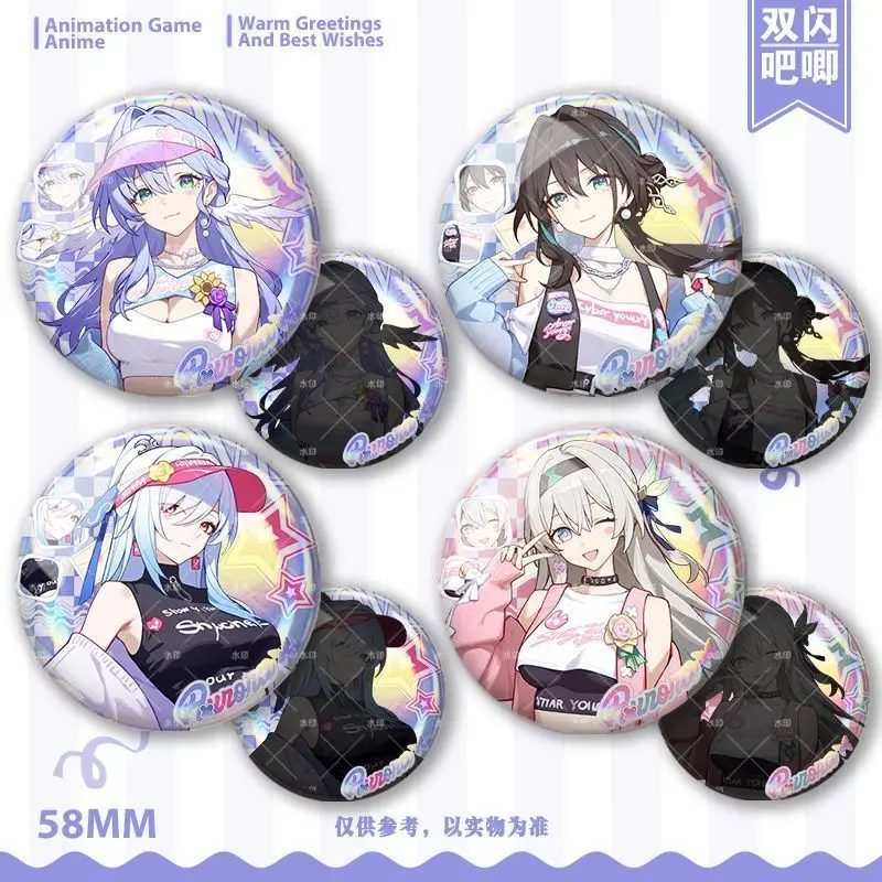 Honkai: Star Rail  Anime Firefly Ruan Mei Jingliu Robin Backpack Button Clothes Collar Badge Brooch Cosplay Gift