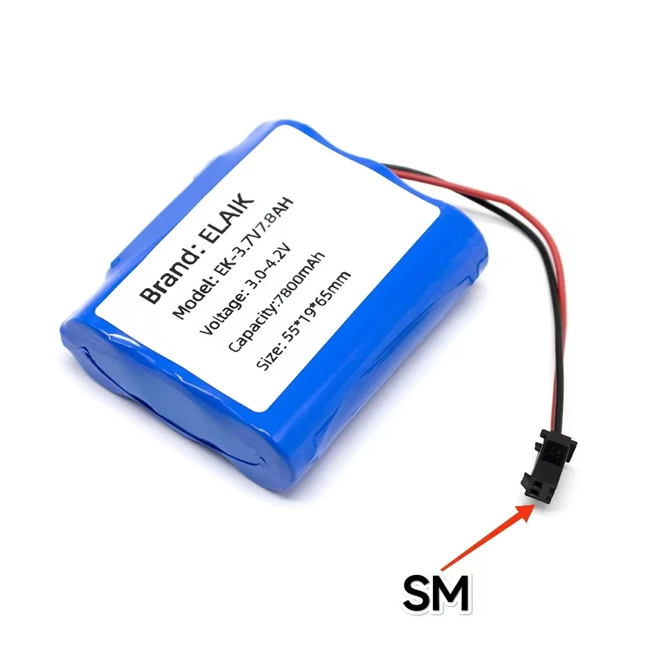 18650 Lithium Battery Pack 3.7V 7800mAh with Built-In Protection Board Three Optional Interfaces High Capacity External Power So