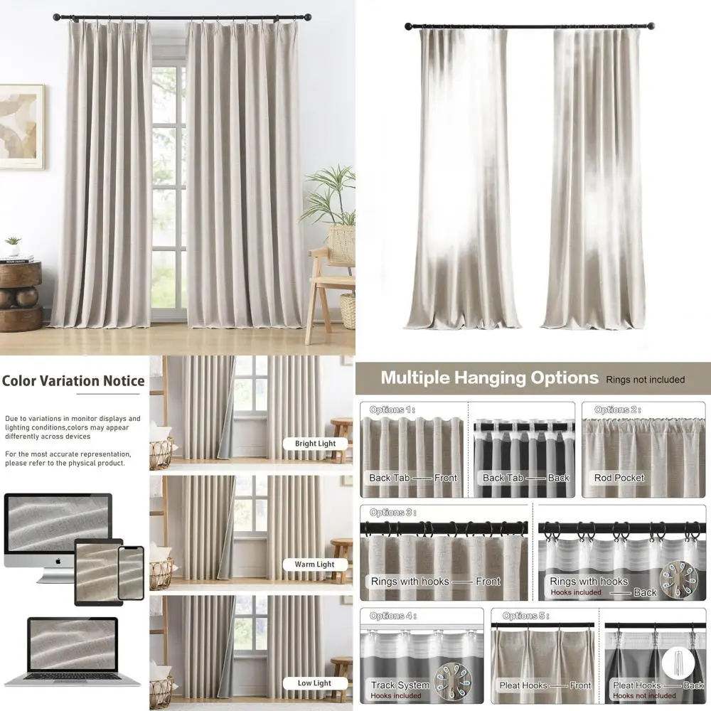 

Wide Thermal Insulated Patio Curtains, 70 x 108 Beige, Floor-to-Ceiling for Sunroom, 2 Panels