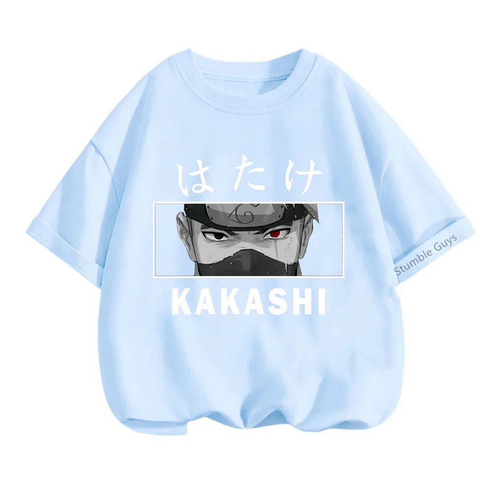 3-14 Years Kids Clothes Narutos Tshirt Boys T-Shirt Girls Cartoon Tees Summer Anime Teen Short Sleeve Tops Kakashi Clothing