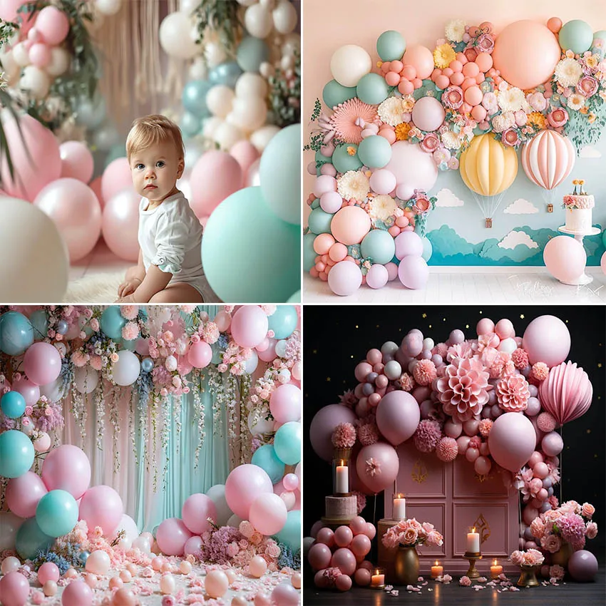 Mehofond Photography Background Arch Pink Balloon Floral Children Birthday Party Cake Smash Portrait Decor Backdrop Photo Studio