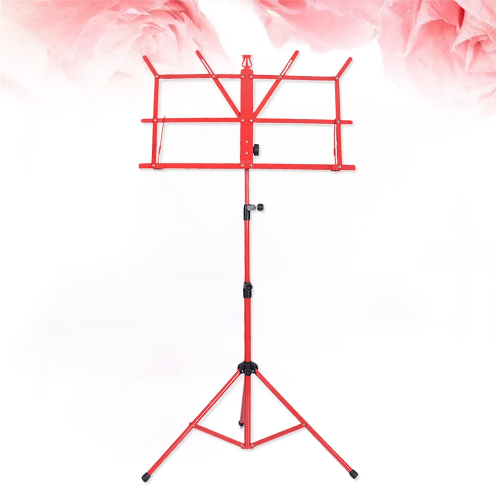 

Folding Music Sheet Tripod Stand Metal Music Stand Holder for Carrying Guitar Parts and Accessories (Red)