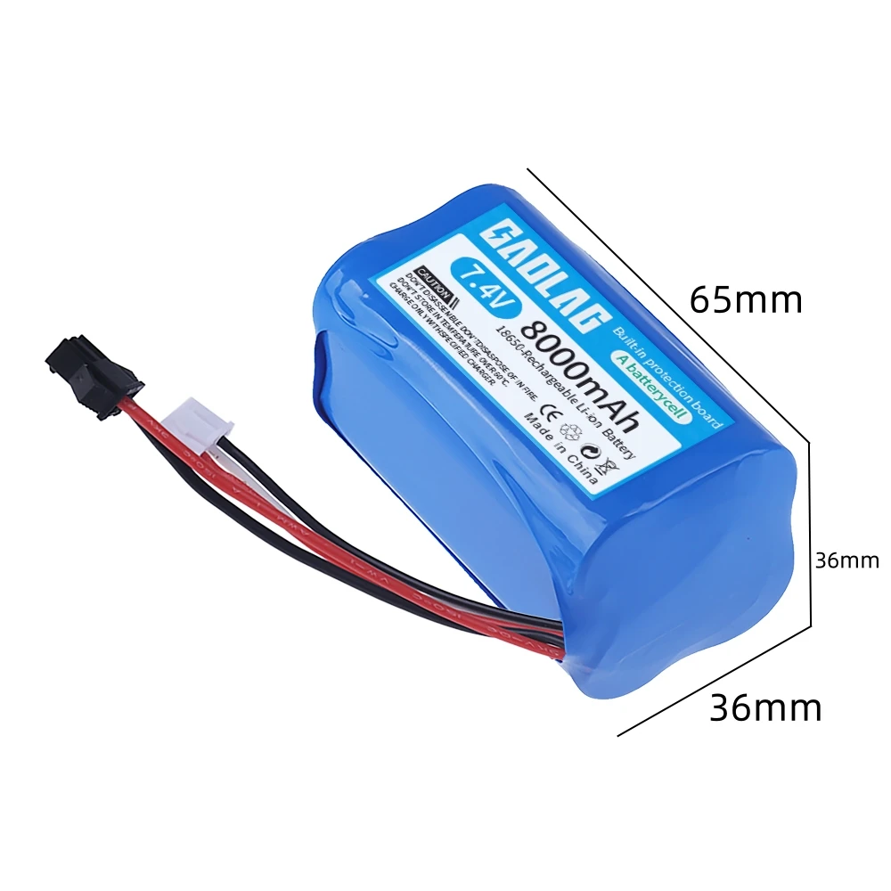 7.4V 8000mAh Li-ion rechargable battery SM/USB charger for MN99S D90 U12A S033g Q1 H101 H103 RC Electric Construction Excavator