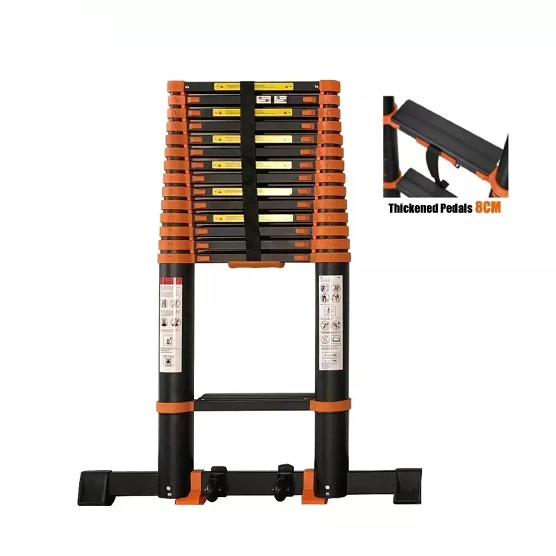 Aluminum 19.5Ft Wide Step Telescoping Extension Ladder Telescopic Wide Pedal Professional Ladder 5.9M TL