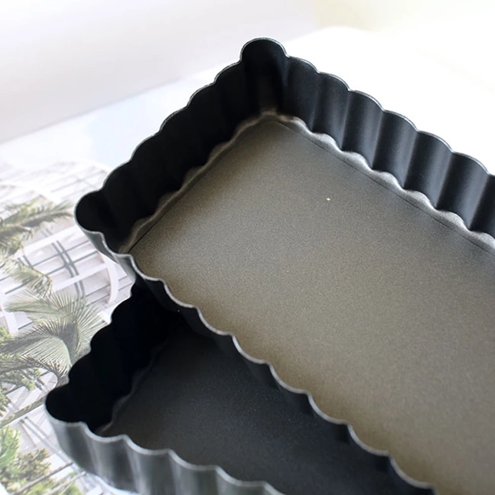 

2 Pcs Live Bottom Pie Plate Bread Baking Mold Square Toast Molds Black Non-stick Pan