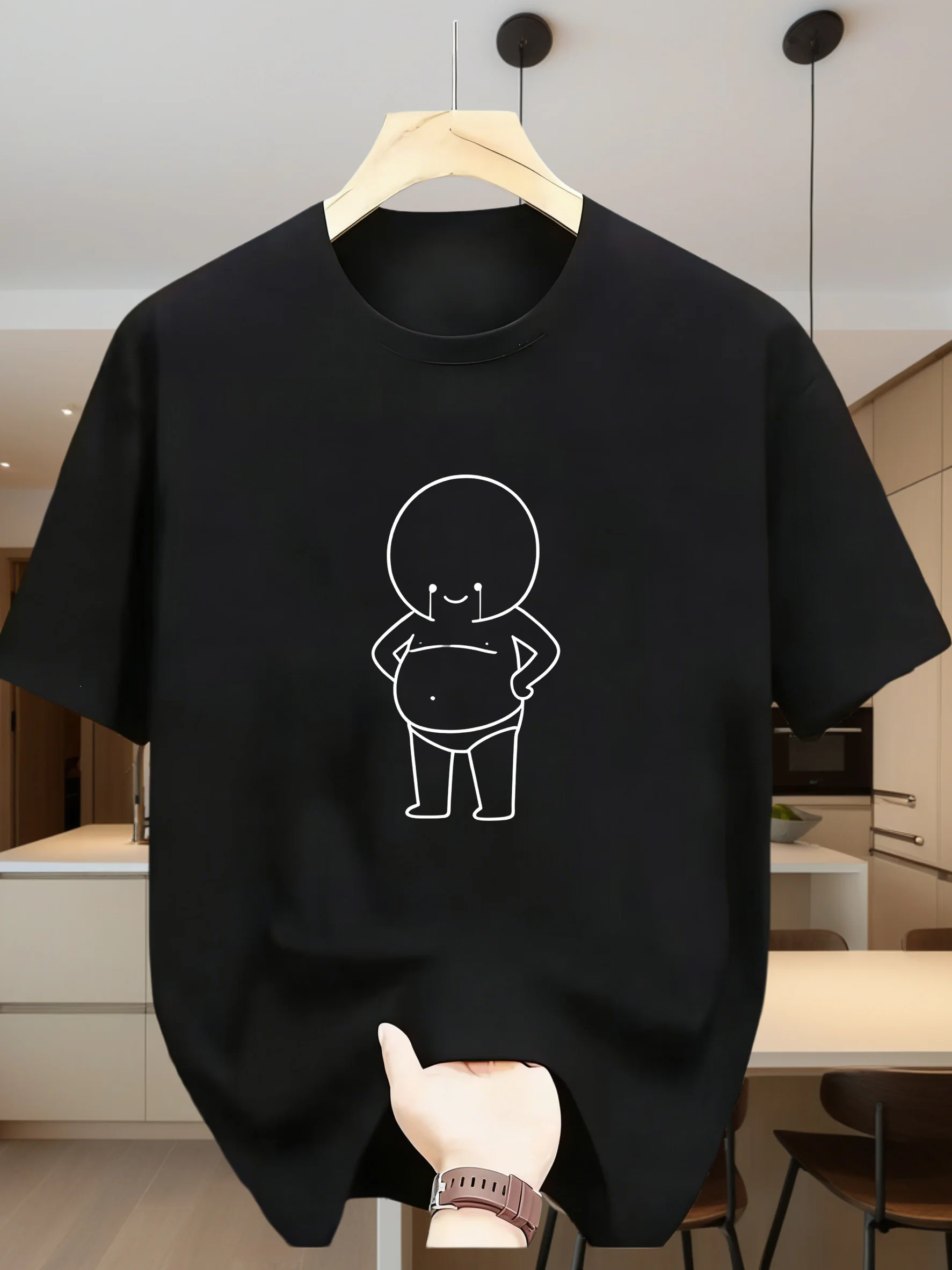 I'Ve Gained Weight Again! Funny Chubby Little Man Cartoon Print Men'S Short-Sleeve T-Shirt