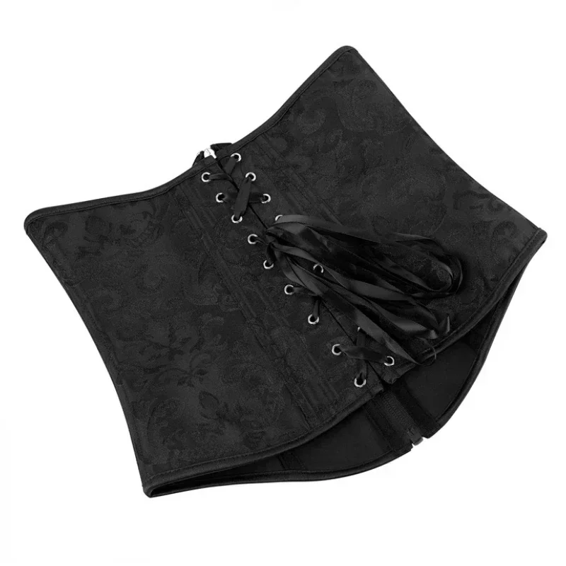 Underbust Corset Top for Women Waist Cincher Sexy Gothic Corselet Lace up Body Shaper Lingerie Fashion Black