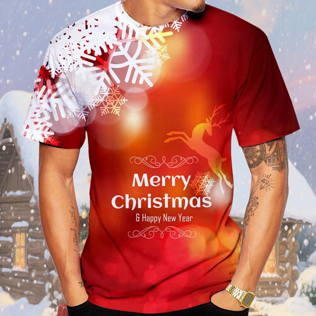 الكبار/الأطفال أزياء عيد الميلاد المطبوعة قصيرة الأكمام تي شيرت رياضة الجري اللياقة البدنية التدريب التجفيف السريع تنفس فضفاضة أعلى #1