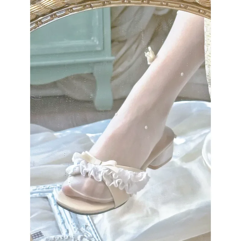 PINKYO French Style Women Sandals Low Heel Open Toe Thick Sole Sweet Summer Shoes 2026 New Outdoor Casual Footwear