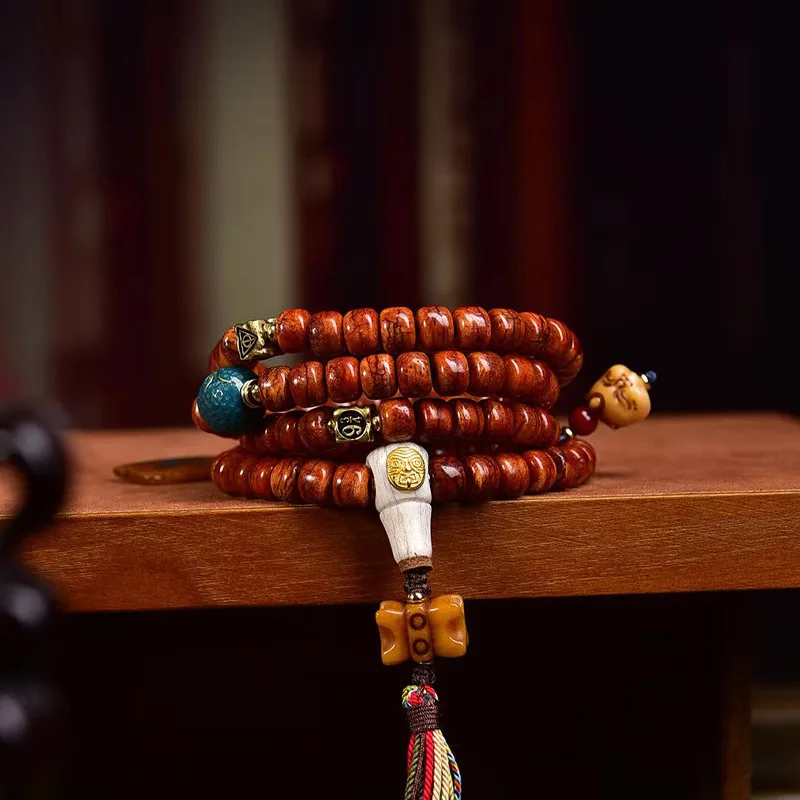 108 Backflow Bone Bucket Buddhist Beads Men And Women Multi-Circle Bracelet Necklace