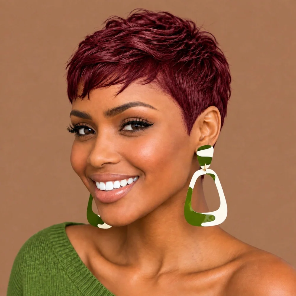 Pixie Cut Wigs Human Hair Wig 180% Density  for Women Natural Looking Machine Made Wigs