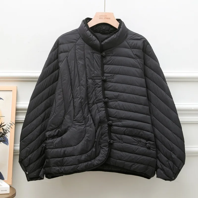 Women 90% Ultra Light White Duck Down Jacket Oversize Loose Causal Short Puffer Coat Autumn Winter Vintage Female Parkas