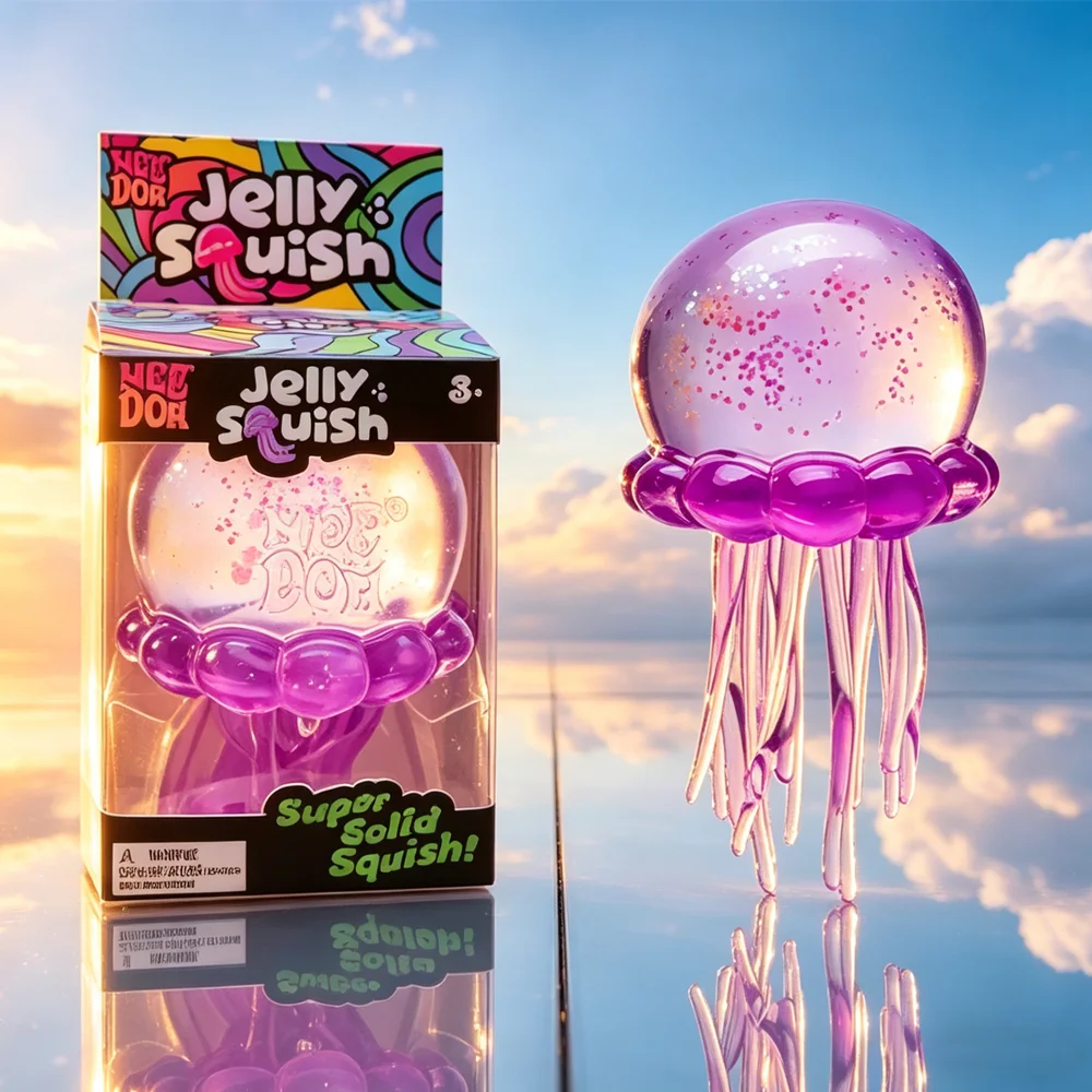Needoh Fuzz Ball Jellyfish Squishy Blind Box Couleur Aléatoire Jouet Anti-Stress Doux Mignon Relaxant à Presser Jouet Sensoriel Squishies