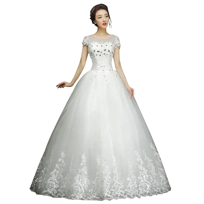 Customized Wedding Dress Bride Simple Large Plus Size Lace Up Wedding Dresses Shoulder Ball Gowns Dress  vestido de noiva