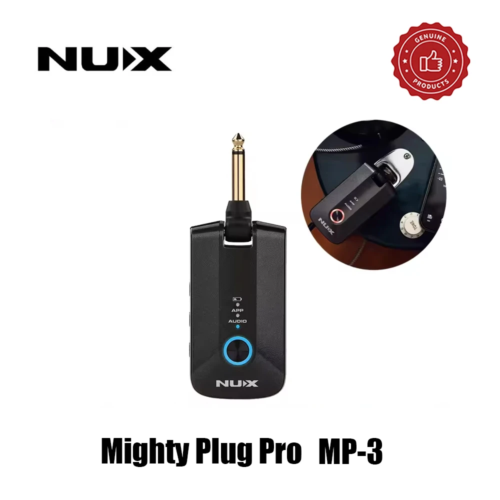 Amplificador de Auriculares para Guitarra y Bajo NUX MP-3 Mighty Plug Pro con Bluetooth, Simulación de Gabinete IR, Interfaz de Audio USB, Práctica Silenciosa Portátil