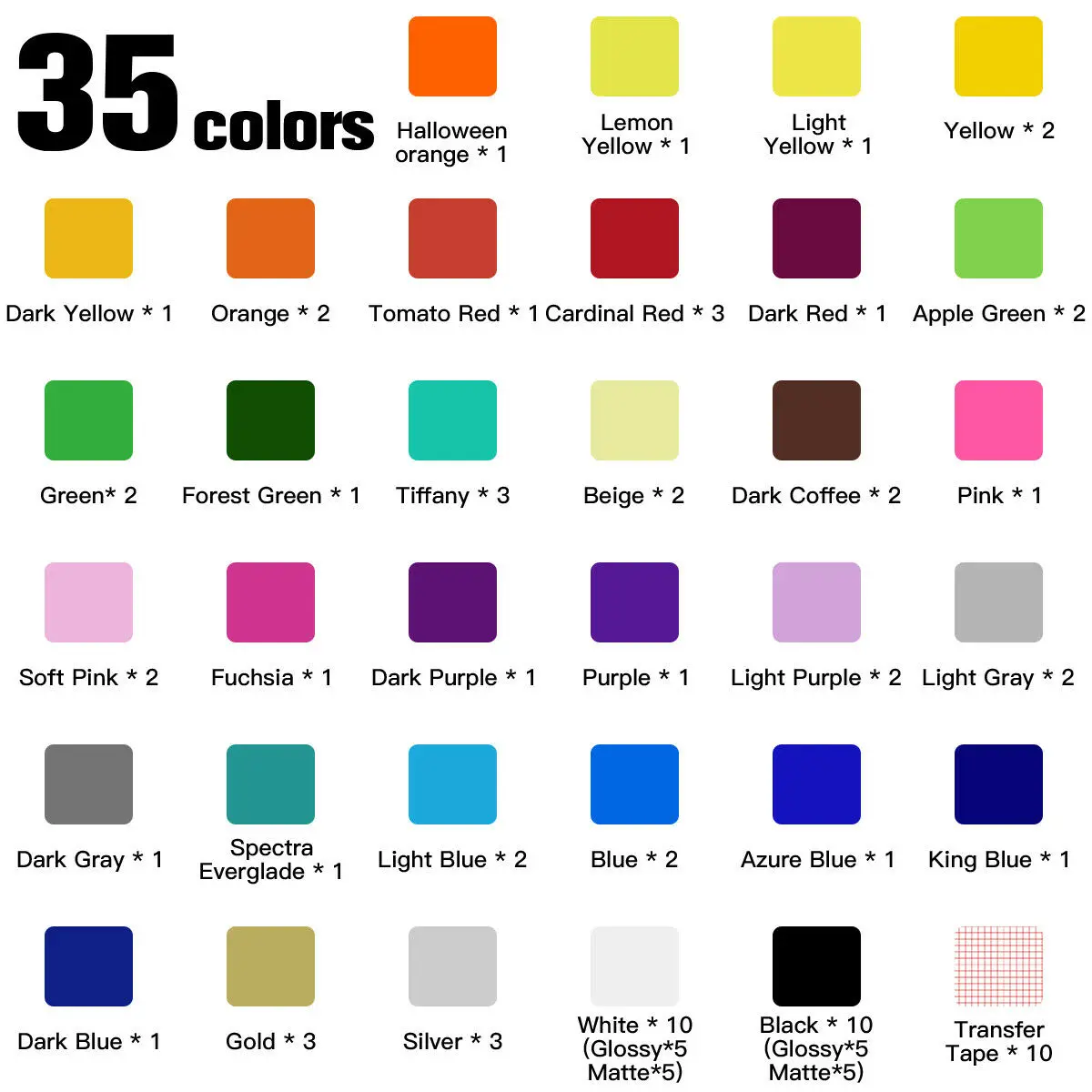 HTVRONT 80pcs 멀티 컬러 12X12inch 영구 자체 접착 비닐 시트 + 공예 DIY 유리 컵 장식을위한 전송 테이프