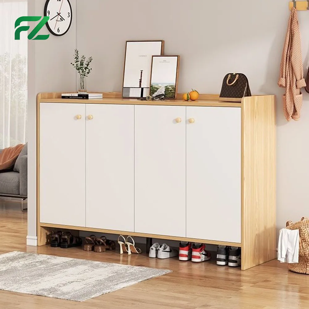 Modern Gray 120cm Four-Door Multi-Layer Storage Waterproof Moisture-Proof Aluminum Shoe Cabinet