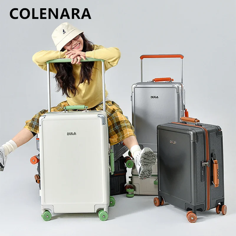 

KLQDZMS New 20"24"26 Inch Luggage USB Charging Multi-function Trolley Case PC Boarding Case Cart Travel Bag Zipper Suitcase