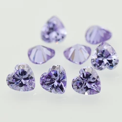 CZ Stone Lavender Loose Cubic Zirconia Heart shape Cut 2x2-15x15mm Synthetic Gems DIY for Jewelry