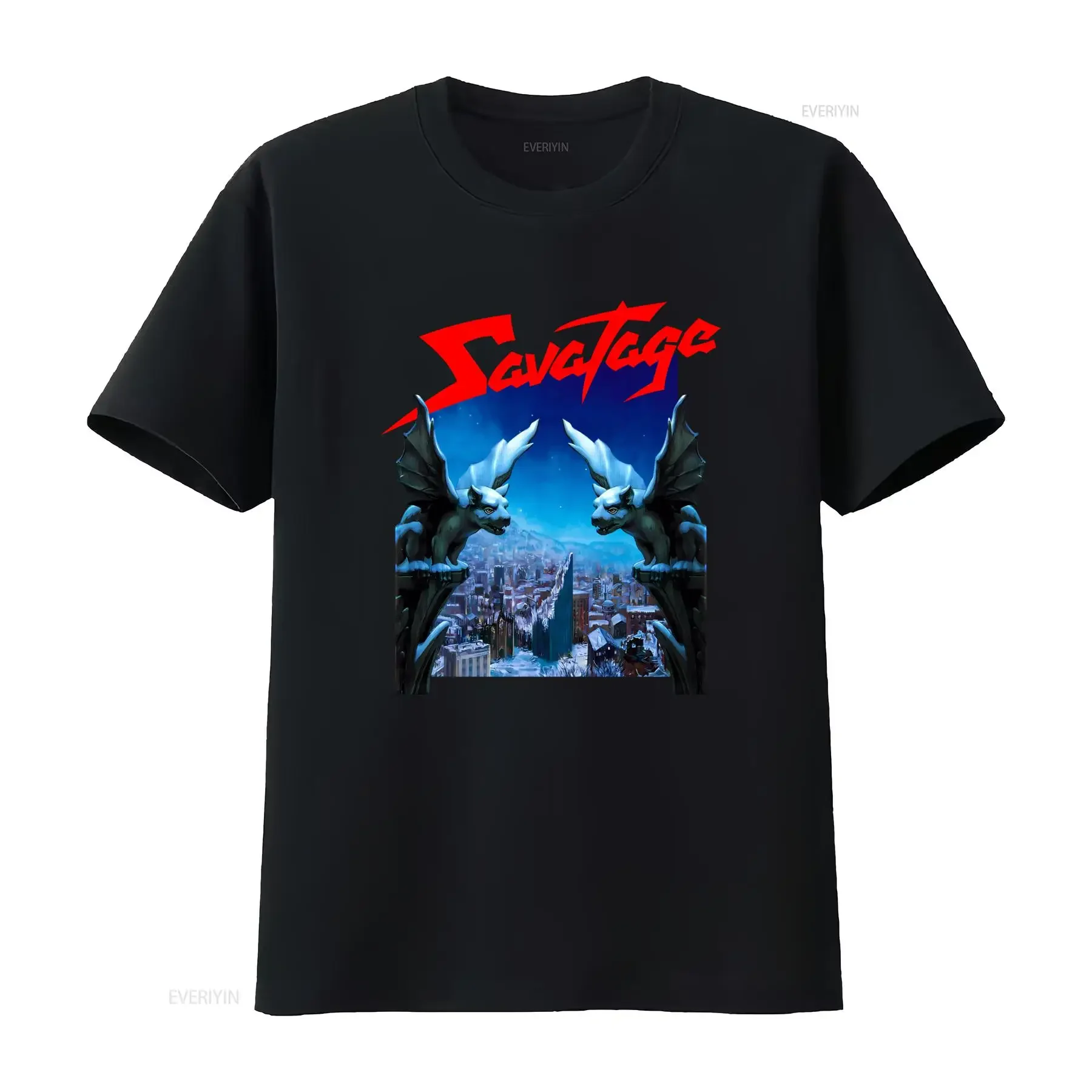 SAVATAGE Dead Winter Classic T Shirt Gothic Gargoyle Cityscape Design Sizes L XL 2XL vintage Washed Breathable Comfortable