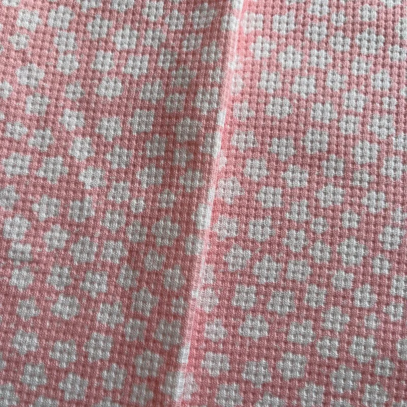 高品質ワッフルプリント生地、衣類用通気性テクスチャ素材、ドレス/シャツ/衣料品用