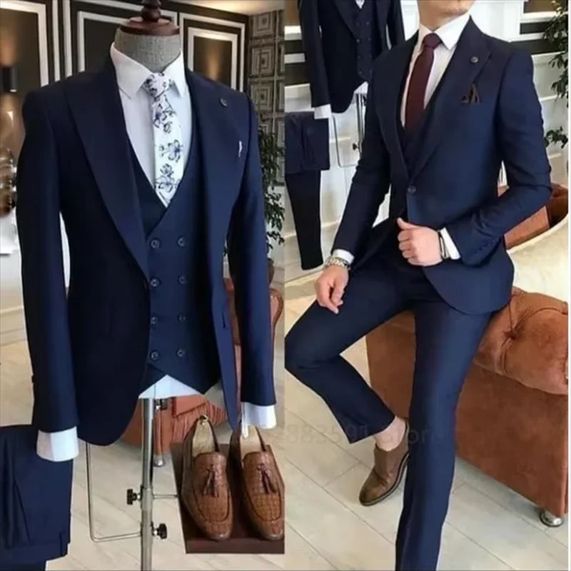 

2025 Burgundy Double Breasted Vest Costume Homme Men Suit For Wedding Groom Wear Prom Best Man Blazer Slim Fit 3 Pieces Size 6XL
