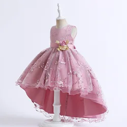 Wedding Birthday Dresses For Girls 3-12 Years Elegant Party Floral Tutu Christening Gown Kids Children Formal Pageant Clothes