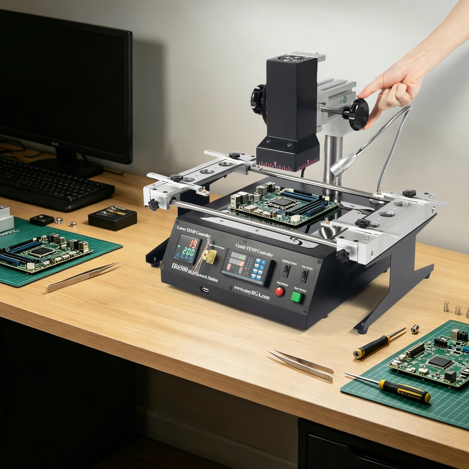 IR6500 BGA Rework Station, IR Welding Workstation Upper & Bottom Heating with USB Connect,for PCB Motherboard Repair