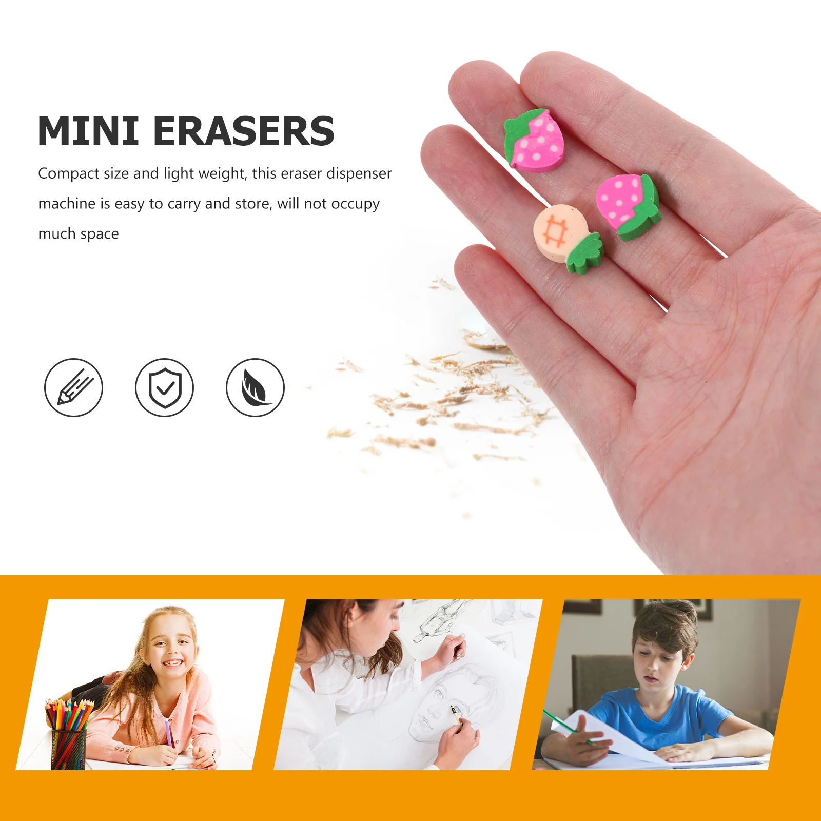 

12Pcs Compact Eraser Dispenser for Children Mini Erasers Storage Box Reusable Plastic Eraser Machine School Stationery
