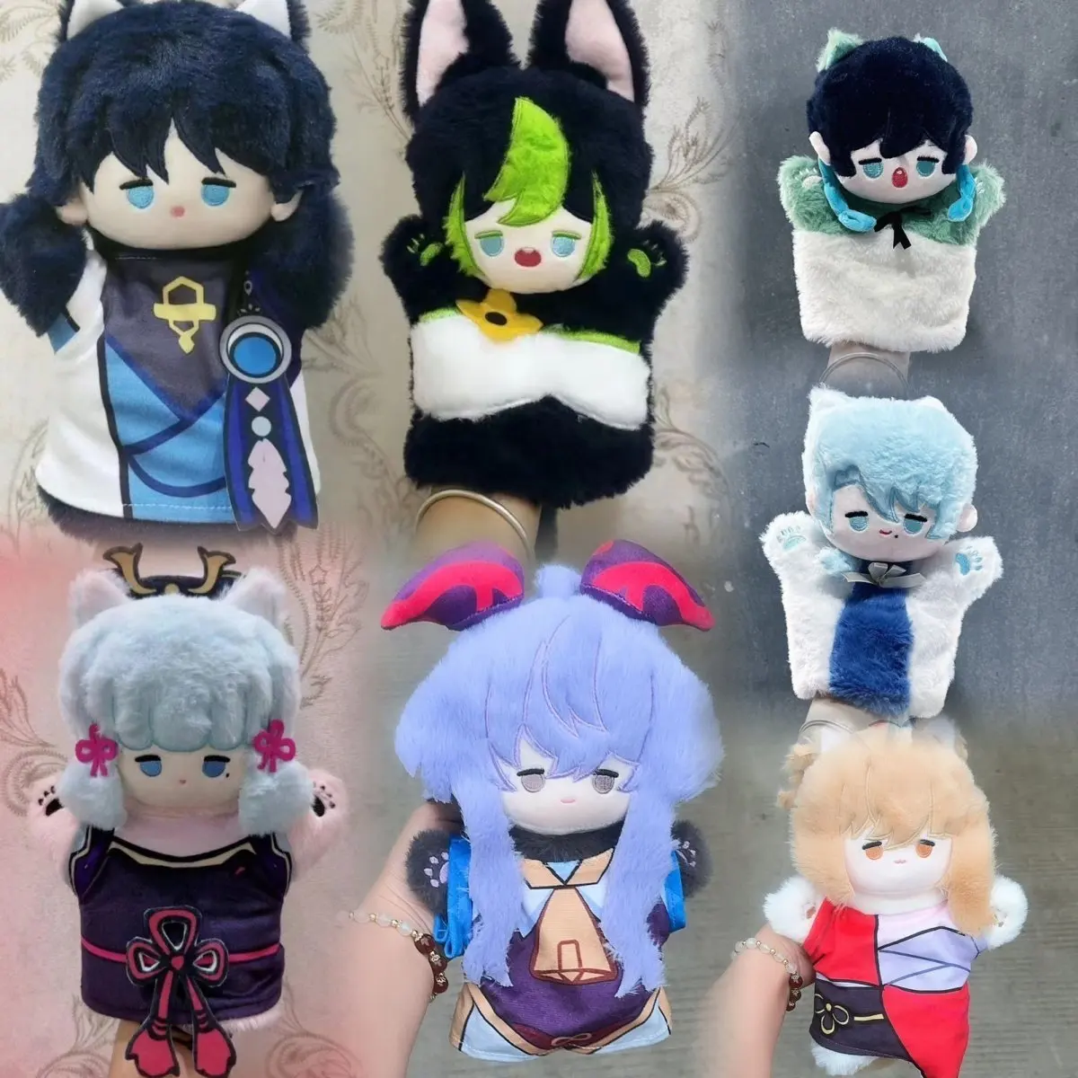 Conjunto de boneca de algodão de jogo de anime artesanal fantasia fantoches de mão temáticos para colecionadores brinquedos de dedo de pelúcia fofos para dramatização