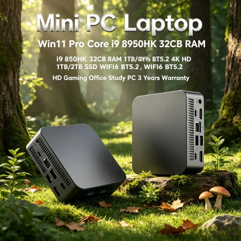 Portable Mini Laptop Win11 Pro, Core i9 8950HK, 32GB RAM, 1TB/2TB SSD, WiFi6 & BT5.2, 4K HD, Gaming Office Use | 3Y Warranty