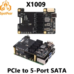 X1009 Raspberry Pi 5 PCIe To 5-Port SATA  SATA3.0 (NOT BOOT From SATA)
