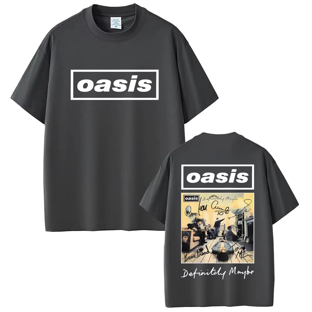Rock Band O-Oasis Definitely Maybe Graphic T-shirt Men Women Clothing Fashion Oversized Tshirt Male Casual Pure Cotton T-shirts
