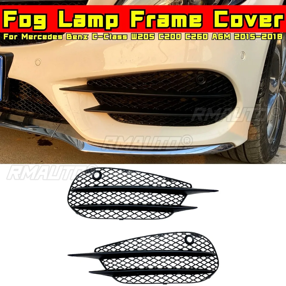 

For Mercedes Benz C-Class W205 C200 C260 AMG 2015-2018 Body Kit Fog Lamp Frame Cover Foglight Frame Cover Car Accessories
