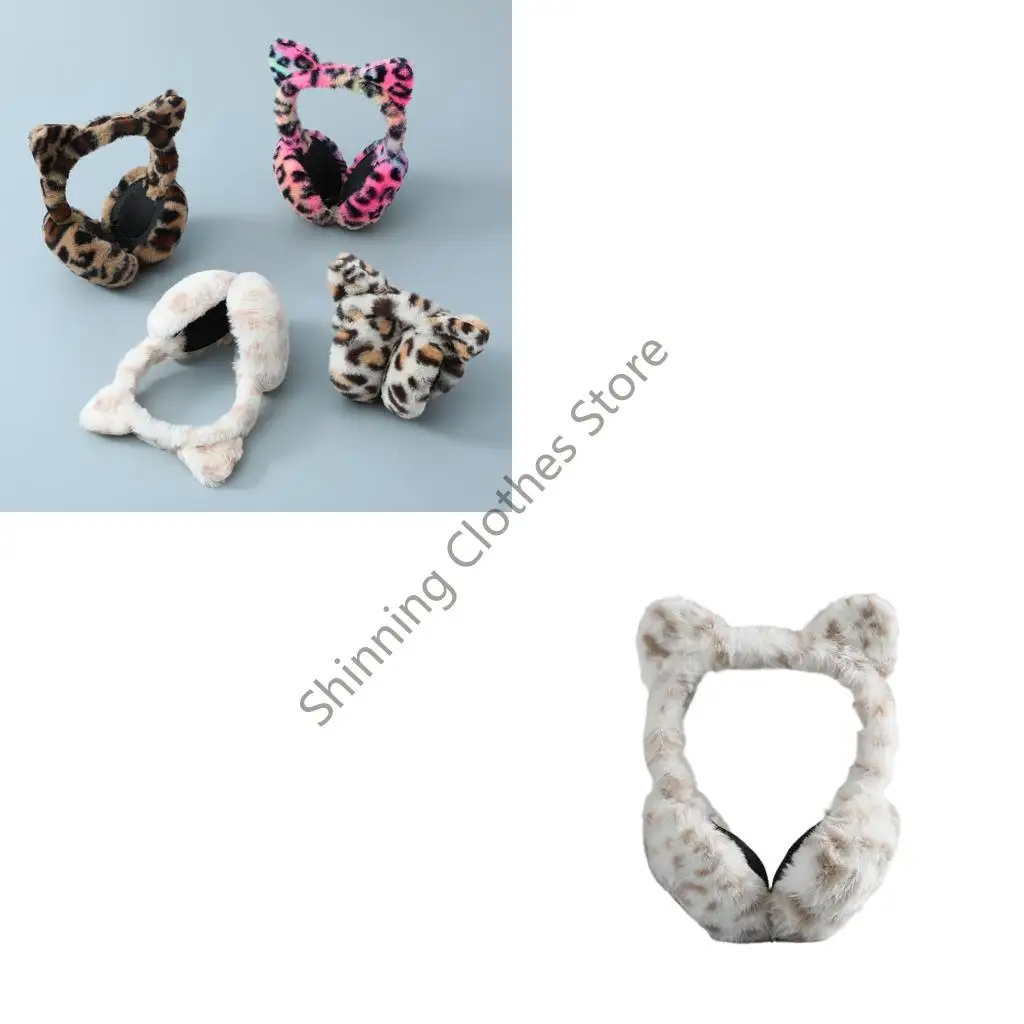 

M68A милые леопардовые наушники для зимы, термозащита с эргономичным дизайном, легкие аксессуары для холодной погоды