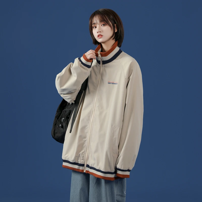 

Мужская бейсбольная куртка свободного кроя, весенне-осенняя, повседневная, универсальная, спортивная, модная, для пар, ветрозащитная, на молнии, с длинными рукавами