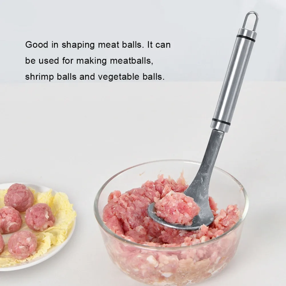 Rustless Steel Meatball Maker Ergonomic Handle Non-Stick Meatball Clip Hanging Hole 9.4 Inch Length Meat Ball Scoop