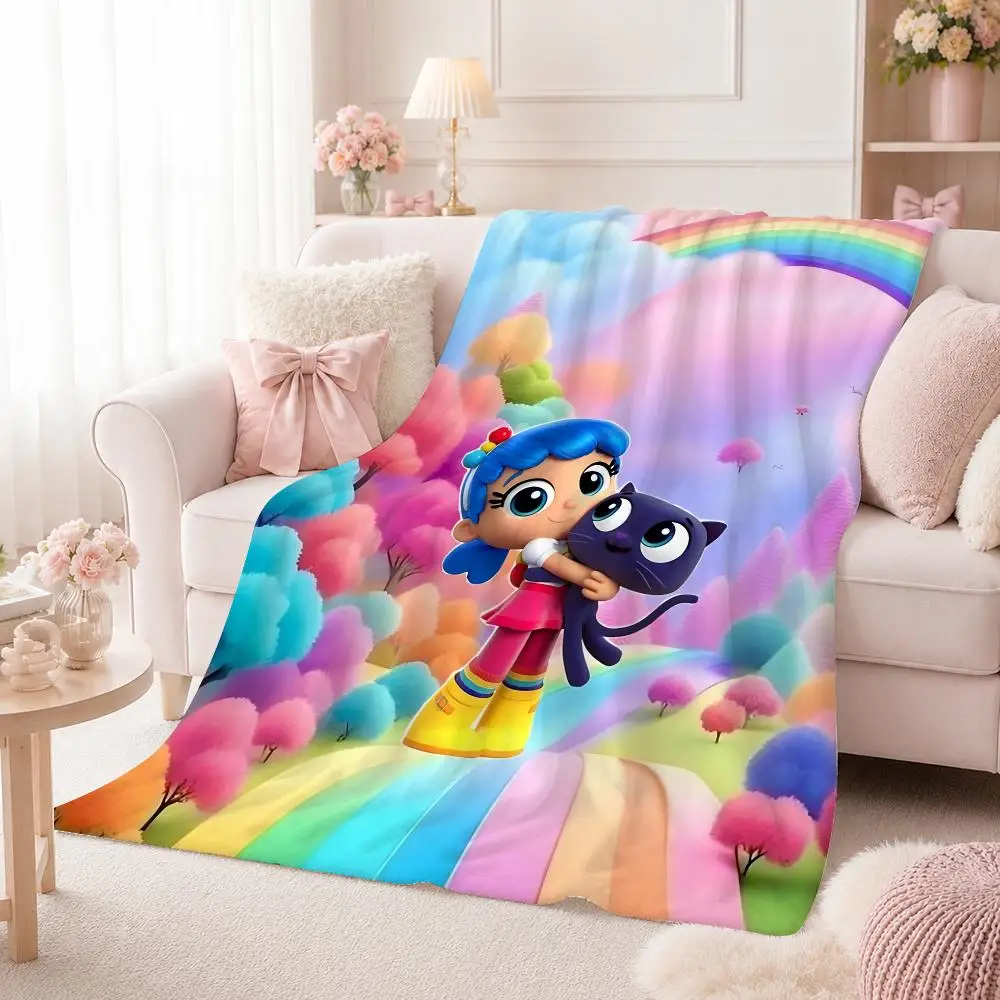 True and the R-Rainbow Kingdom Throw Flannel 240g Blanket Soft Skin-friendly For Sofa Nap Air-Conditioned Room