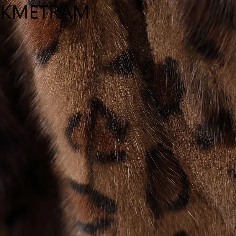 KMETRAM Natürliche Nerz Pelz Kleidung für Frau mit Gürtel Mittellange Echtpelz Damen Jacke Winter Leopard Neue Oberbekleidung 2025 soi