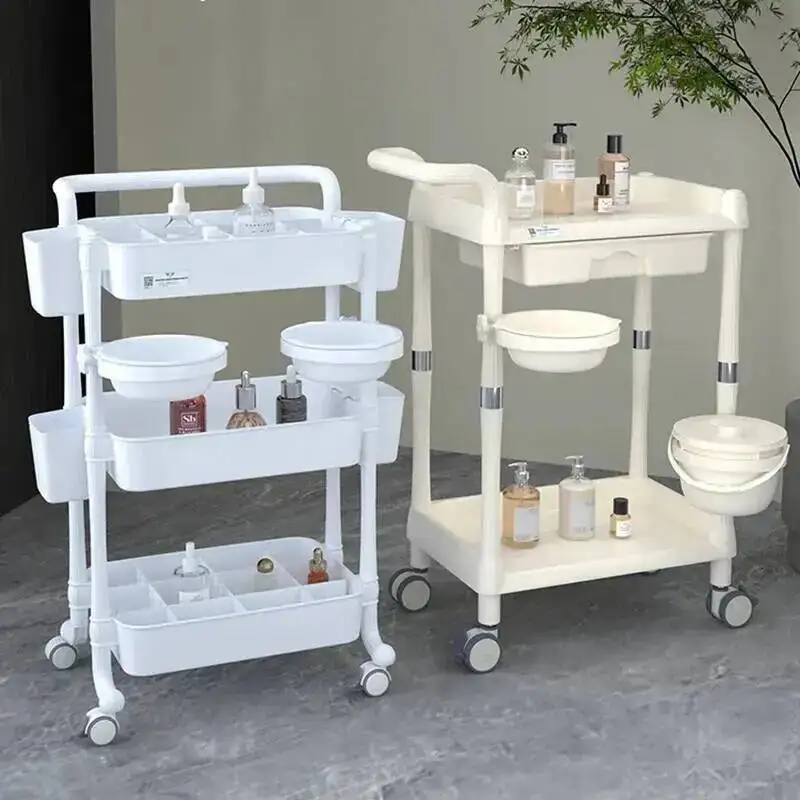 

Aesthetic Pink Hairdressing Professional Trolley Beauty Storage Salon Trolley Utility Carrello Attrezzi Spa Furniture MQ50TC